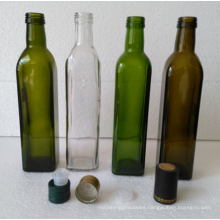 500ml Clear Brown Green Camellia Oil Glass Bottle With Caps and Shrink-Square shape.